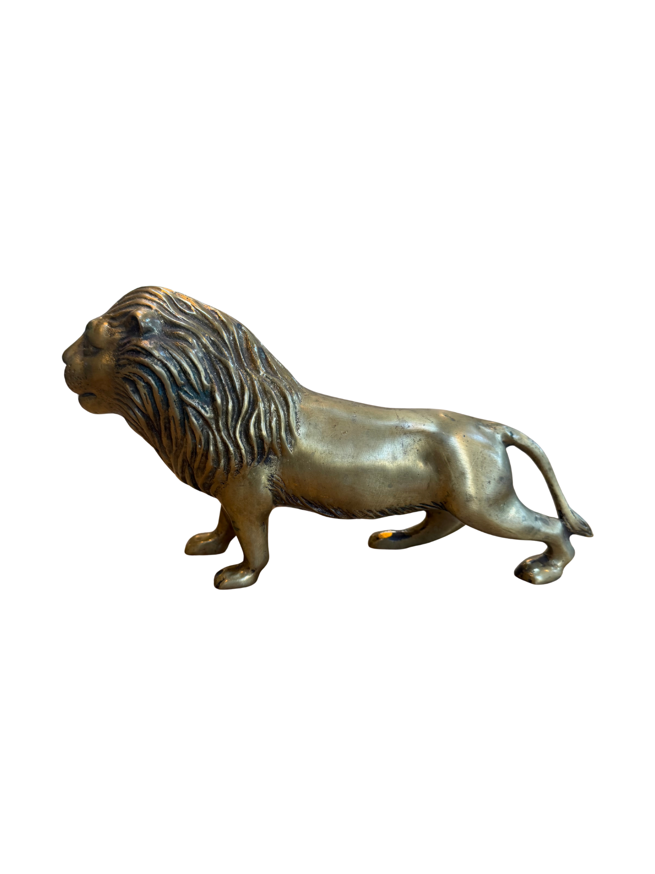 Vintage Solid Brass Lion Sculpture – 11" Regal Library Object