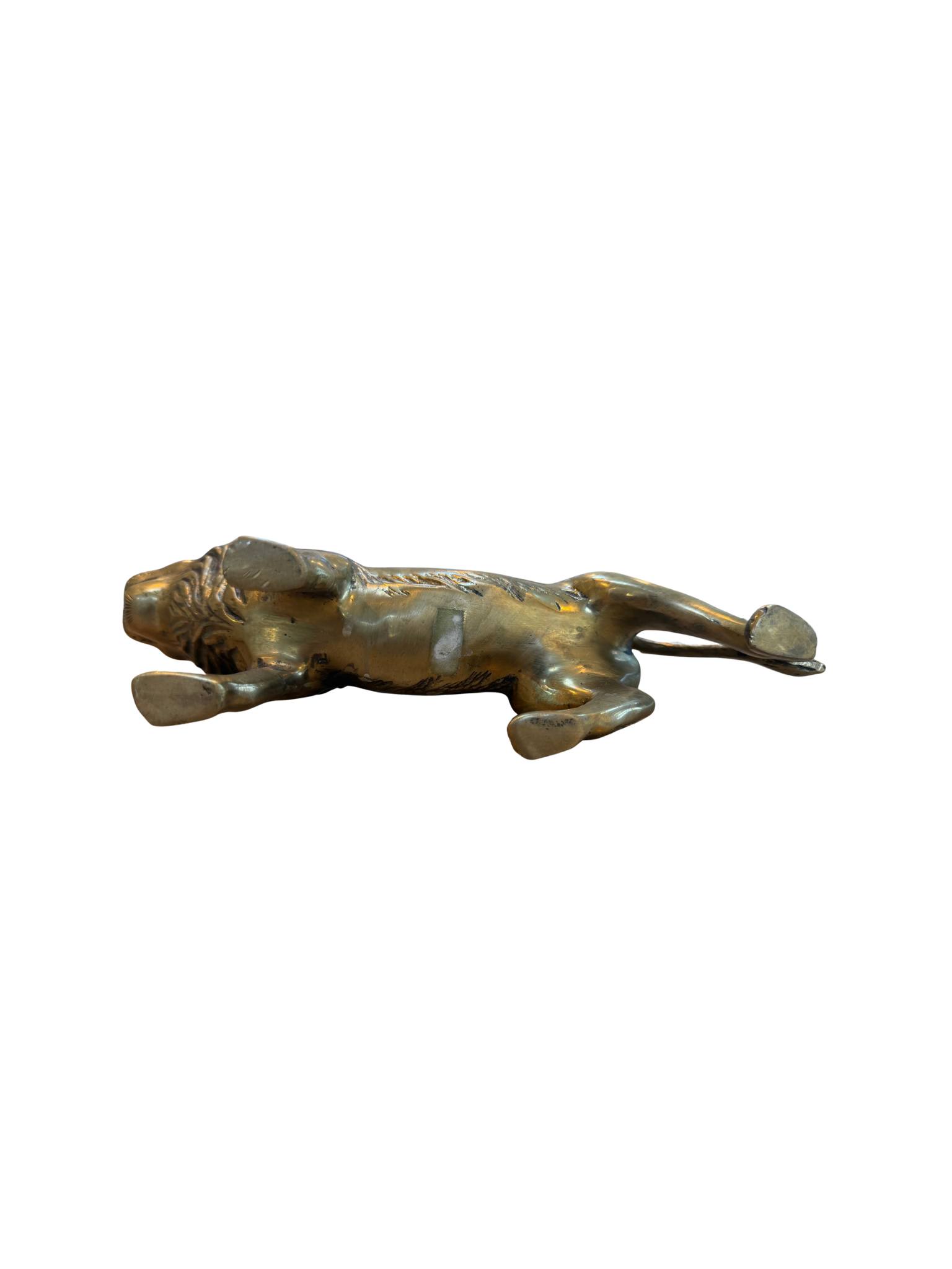 Vintage Solid Brass Lion Sculpture – 11" Regal Library Object