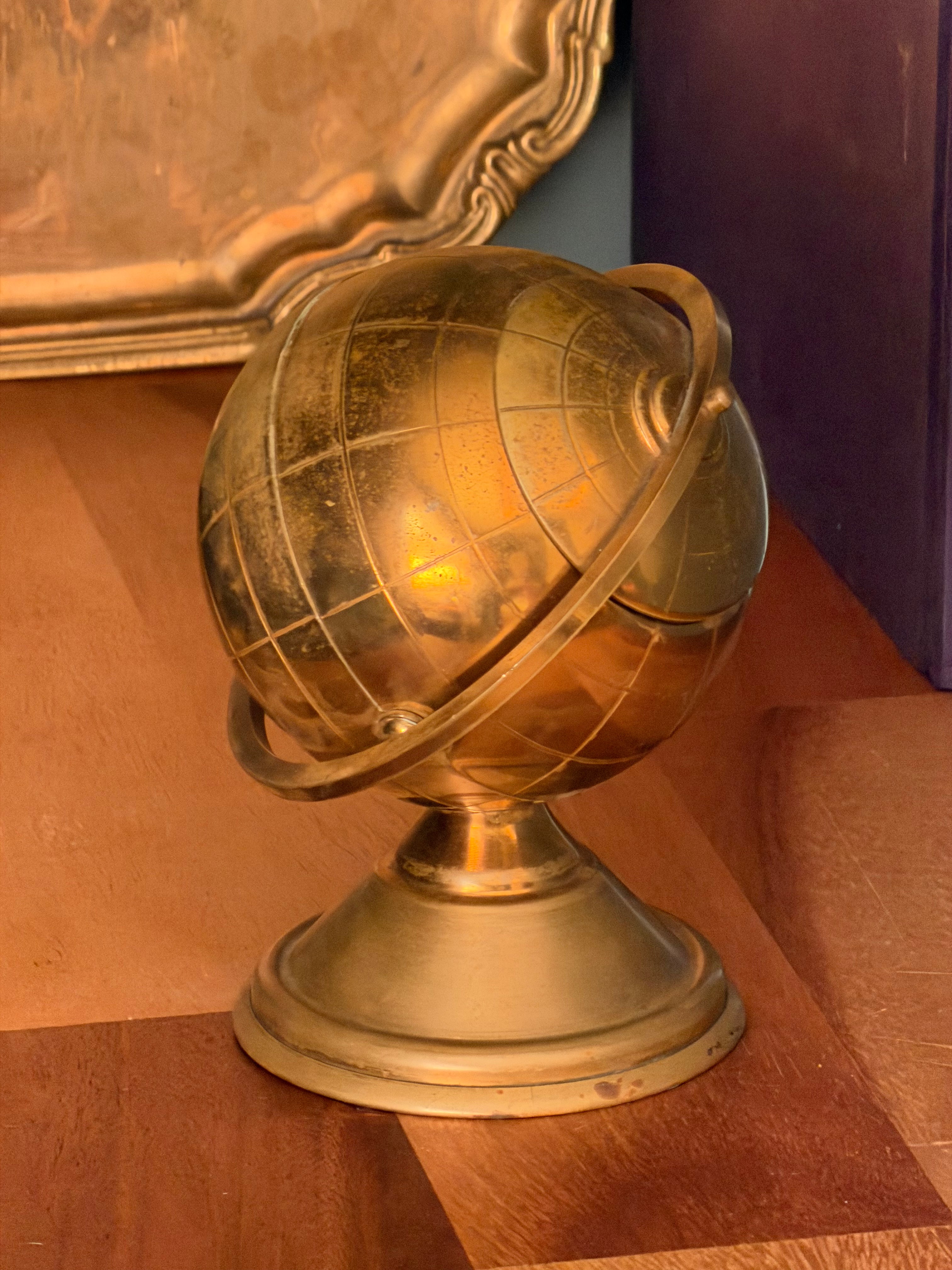 Vintage Brass Globe — 1933 Chicago World's Fair Art Deco Desk Object