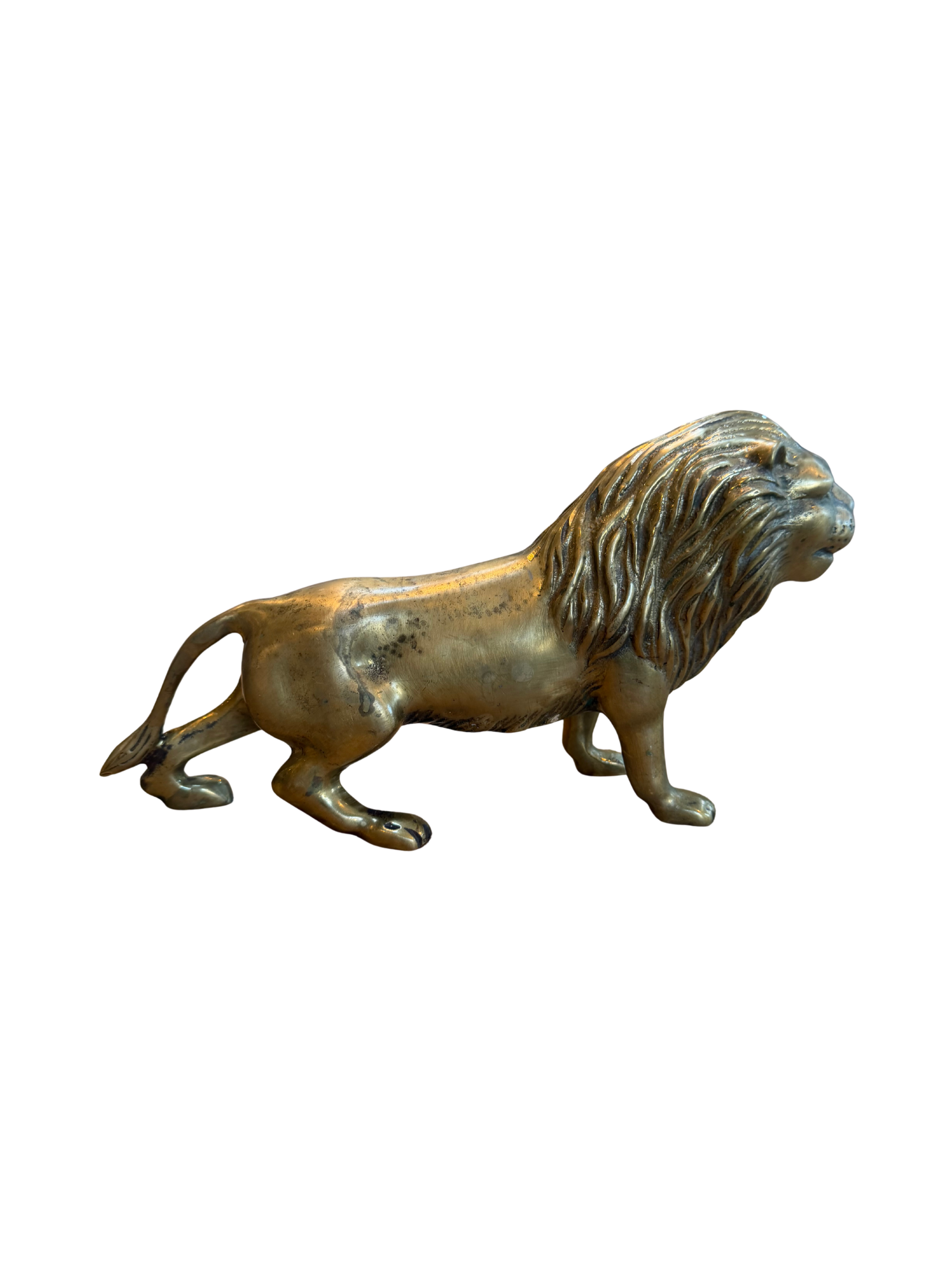 Vintage Solid Brass Lion Sculpture – 11" Regal Library Object