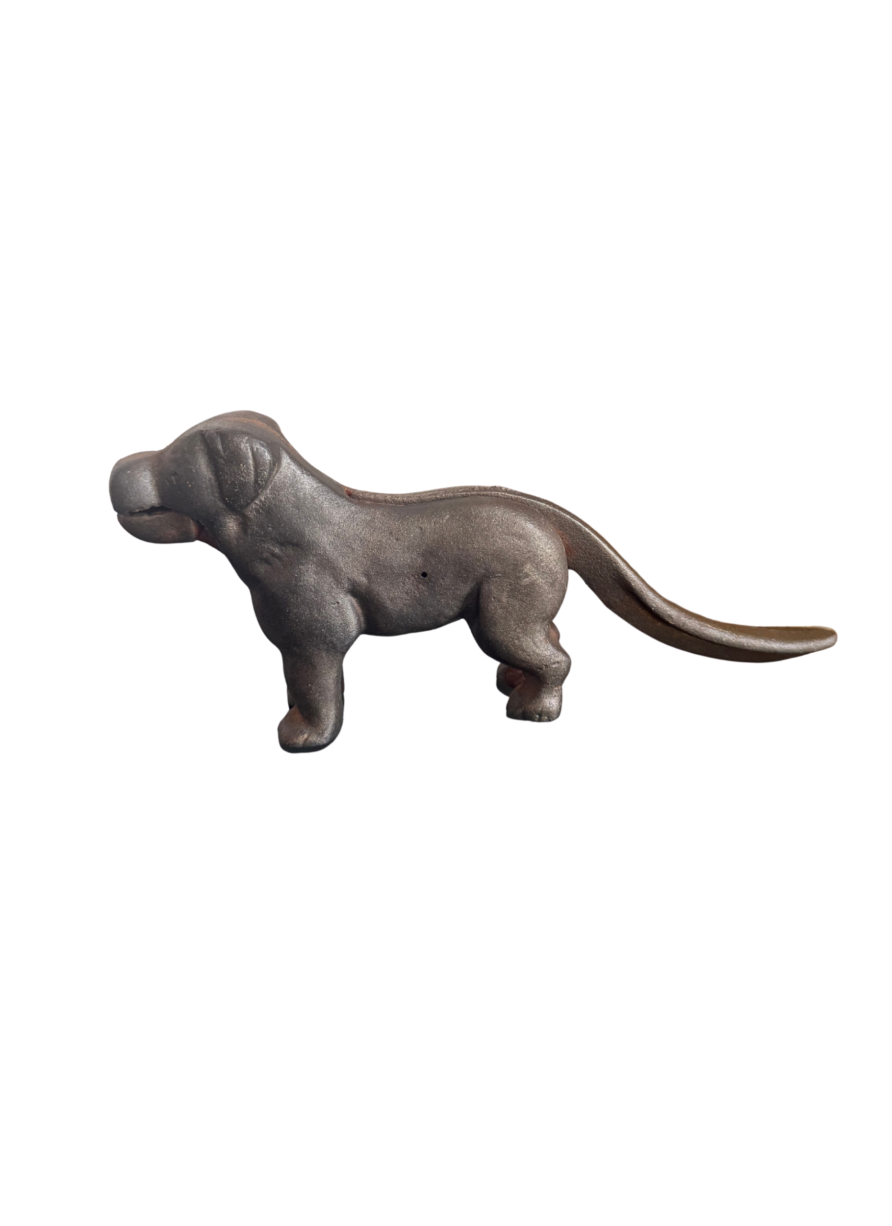 Antique Cast Iron Dog Nutcracker | Figural Iron Hound with Lever Tail