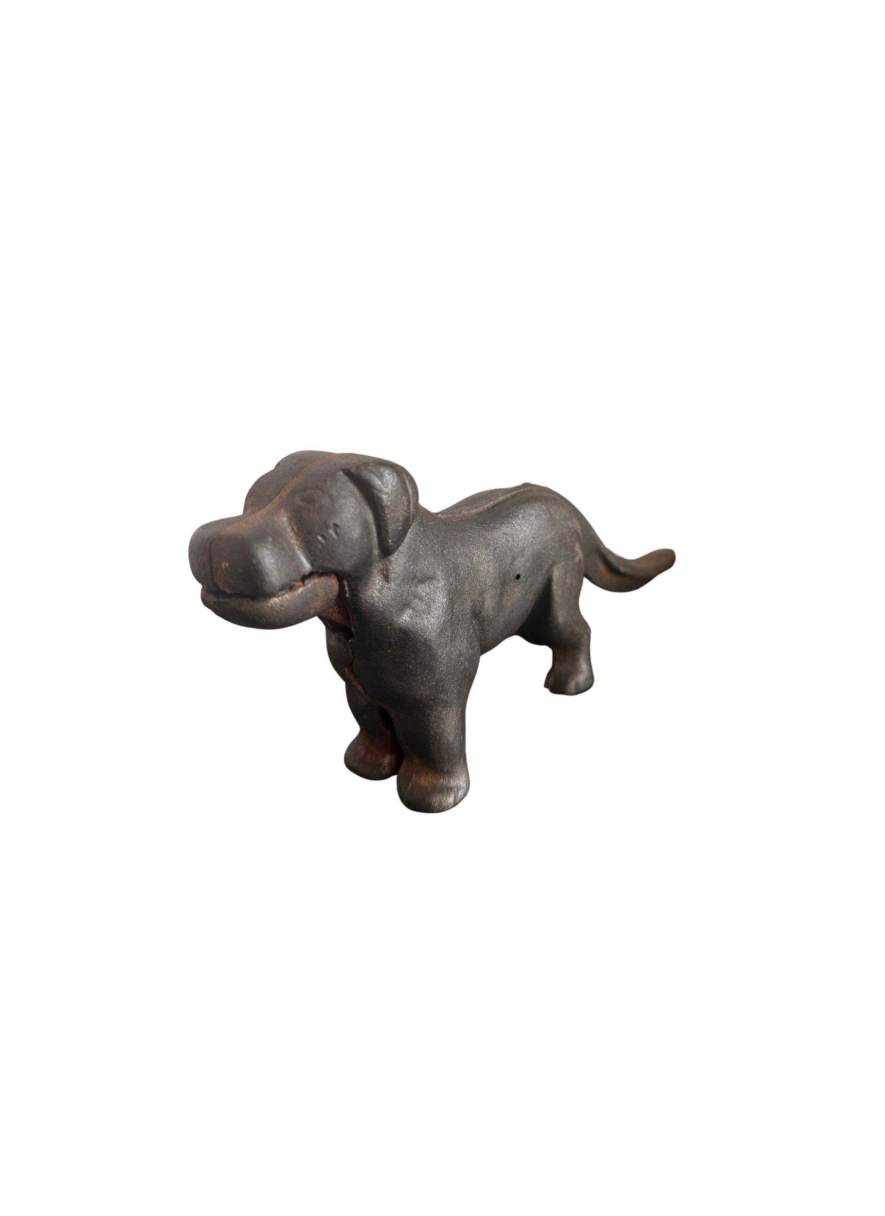 Antique Cast Iron Dog Nutcracker | Figural Iron Hound with Lever Tail