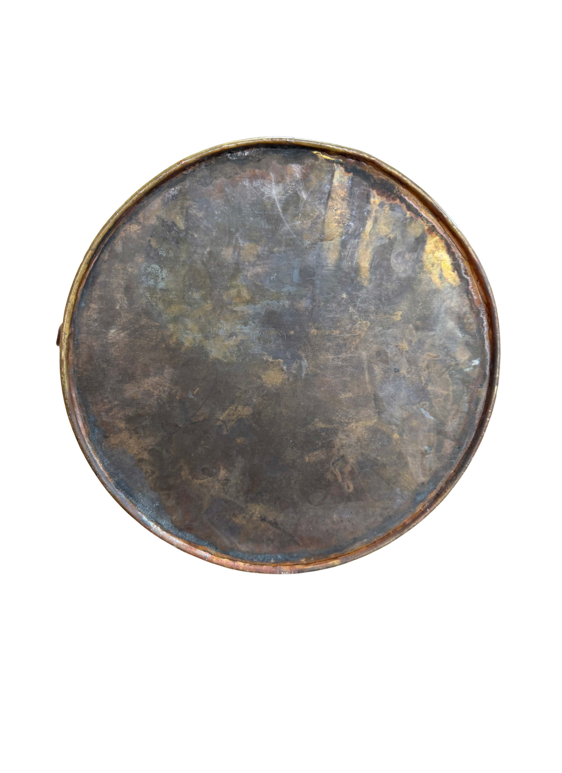Antique English Brass Coal Scuttle | Helmet Form Wine Cooler | Aged Dark Patina | 19th Century Planter