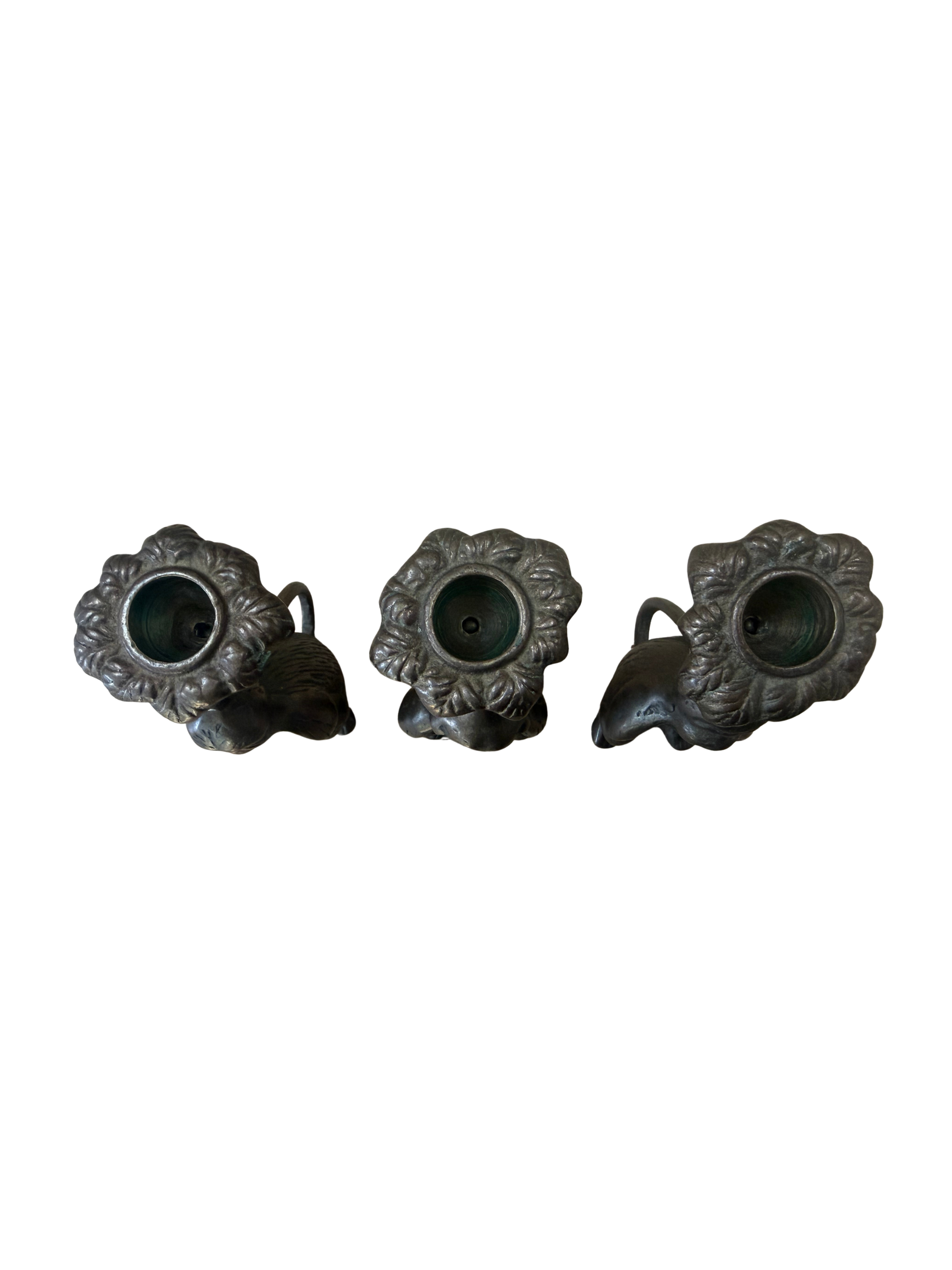 Vintage Brass Three Wise Monkeys Candlestick Holders – See Hear Speak No Evil – Mid Century India Set of 3