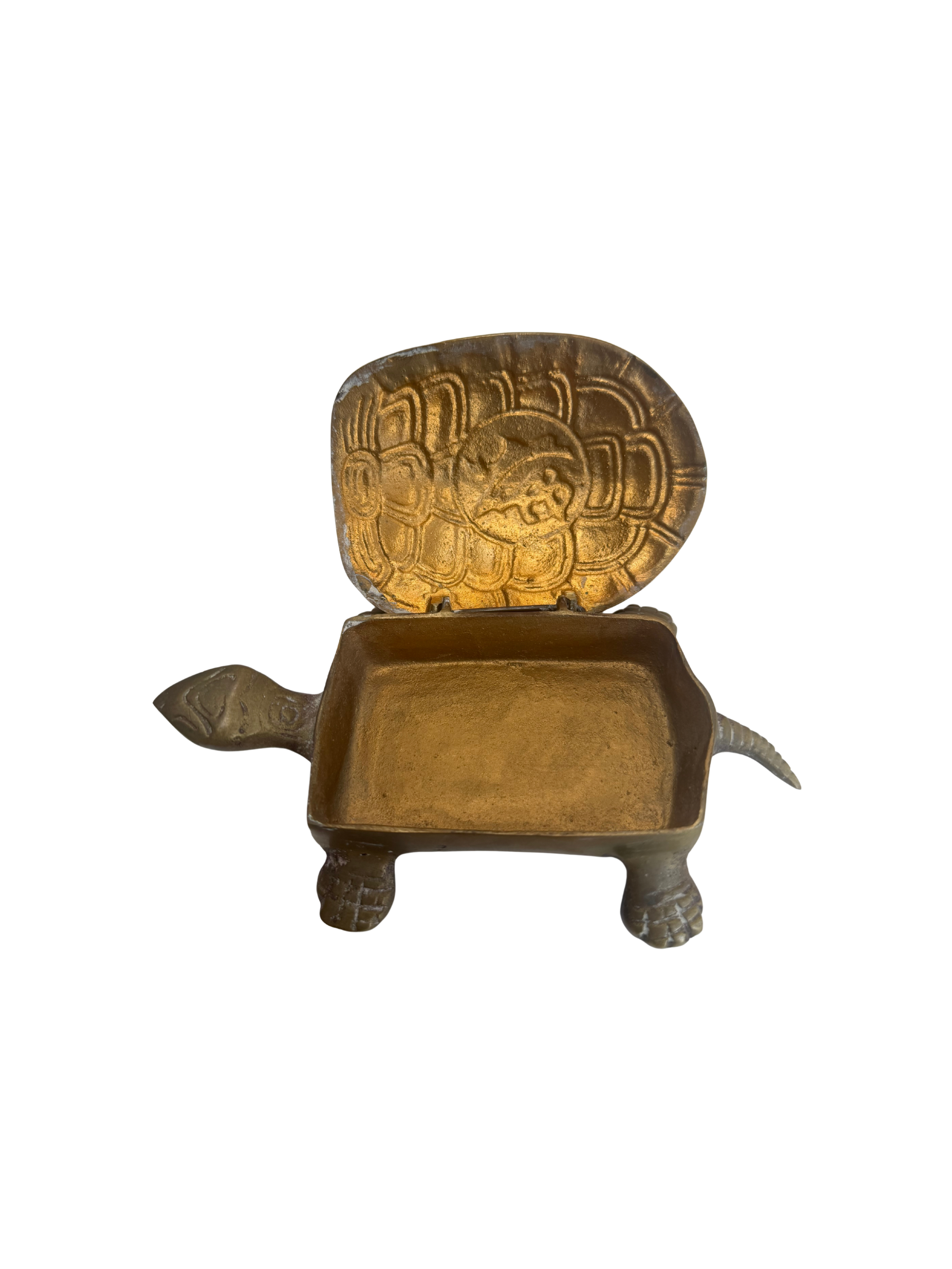 Vintage Brass Turtle Trinket Box | Match Holder