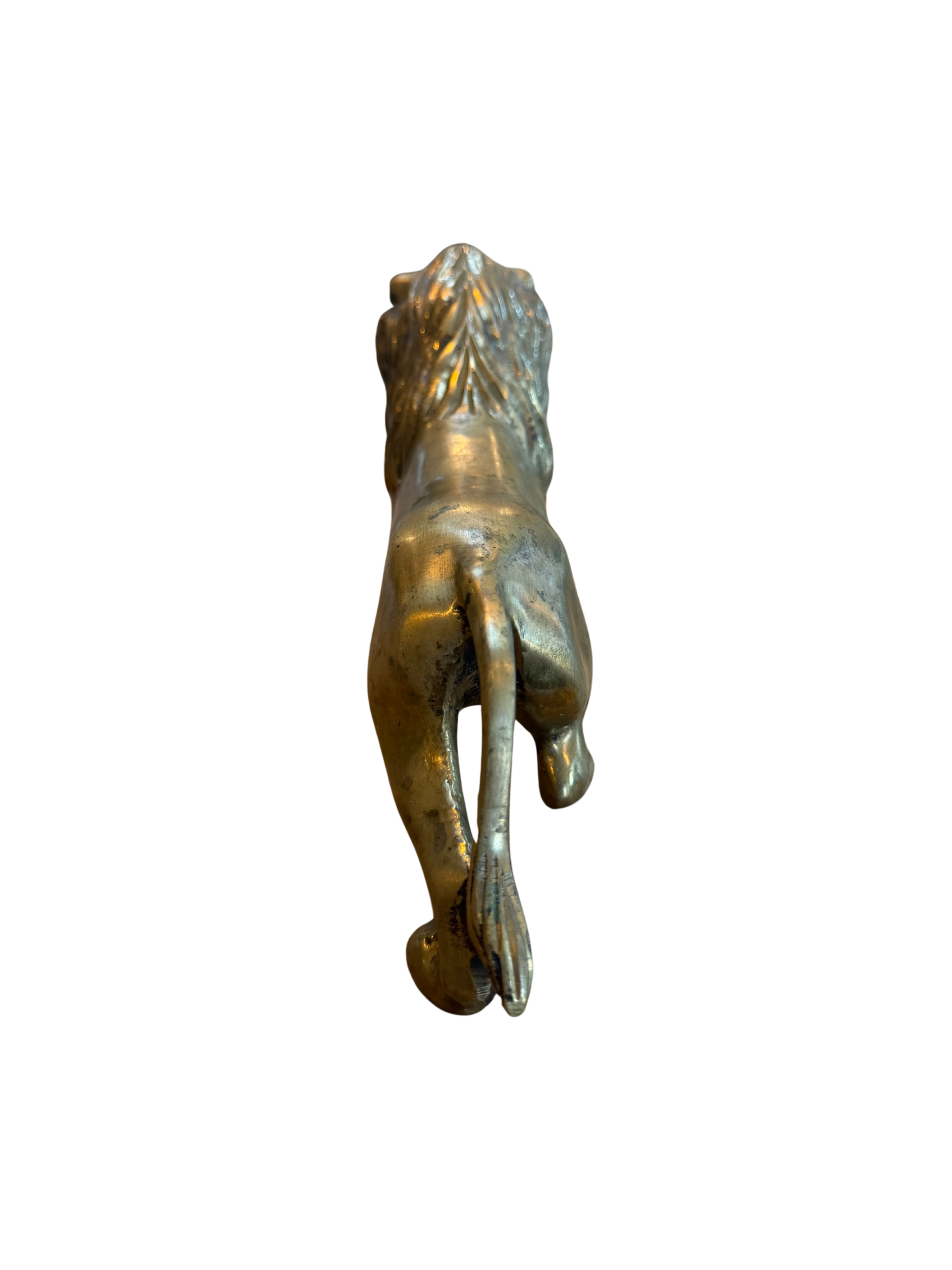 Vintage Solid Brass Lion Sculpture – 11" Regal Library Object