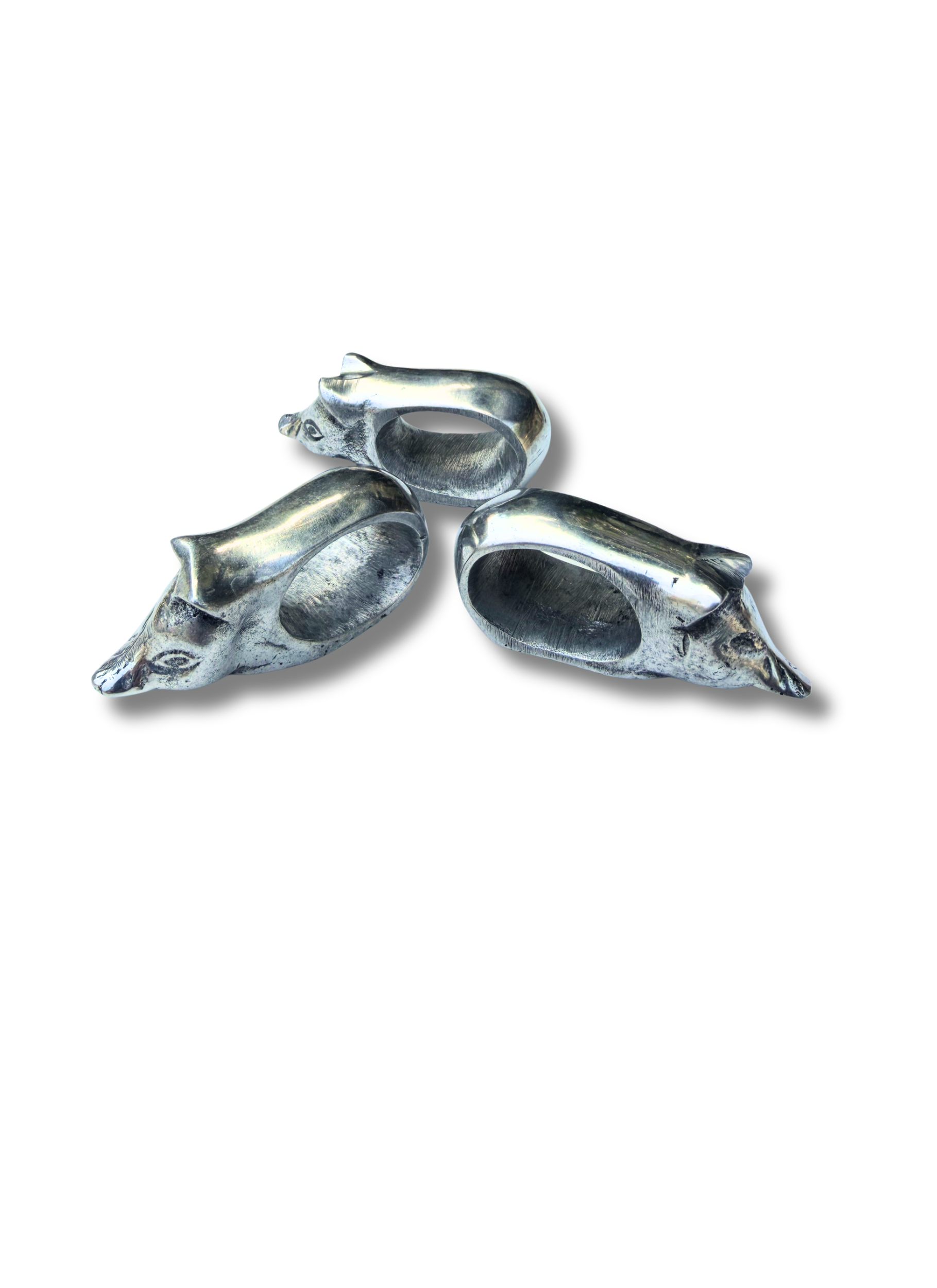 Les Petits Cochons — Vintage Silver Pig Napkin Rings (Set of 8)